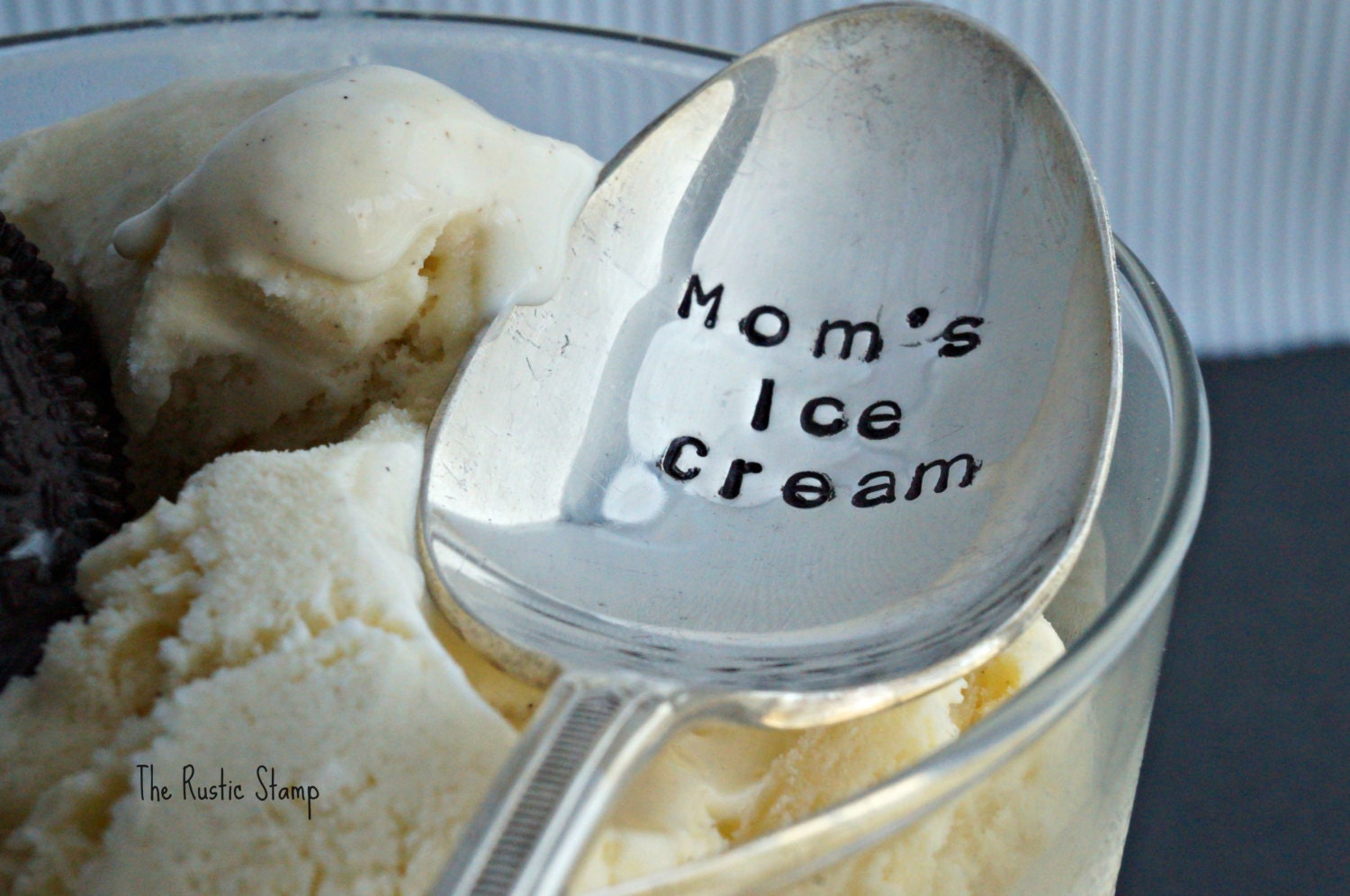 Mom's Ice Cream Spoon Stamped Spoon Ice Cream Spoon Ice Etsy