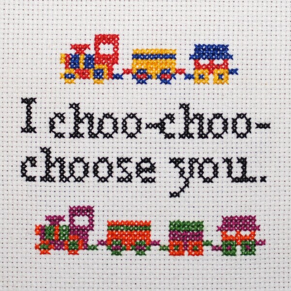 Choo-Choo-Choose You, with a picture of a train, sampler.