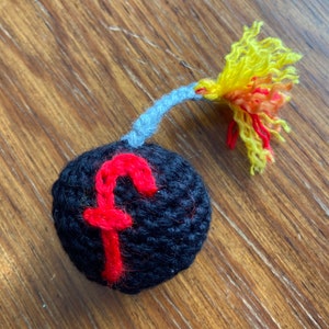 F BOMB Handmade Crocheted Quirky Fun Expletive Curse Word Stuffed Plushie Photo Prop Cat Toy