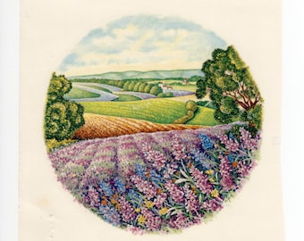 Blumen Garten Feld Vintage Waterslide Abziehbilder, Keramiktransfers, 1970er-80er Jahre (12er Set)