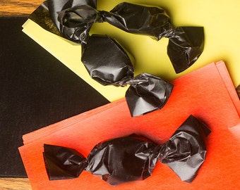 Black Caramel Wrappers or Taffy Wrappers, 4" x 5", Package of 100