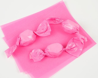 Pink Caramel Wrappers or Taffy Wrappers, 4" x 5", Package of 100