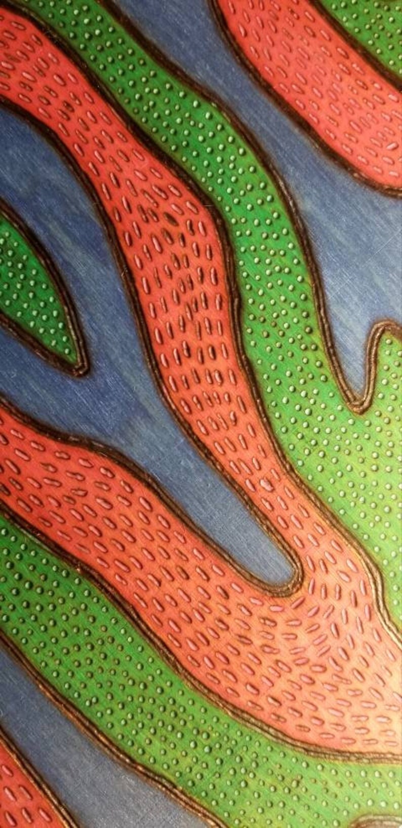Boho Abstract Watercolor Woodburning Pyrography Art