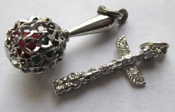 Lot 5 vintage sterling silver charms enamel Indy … - image 6