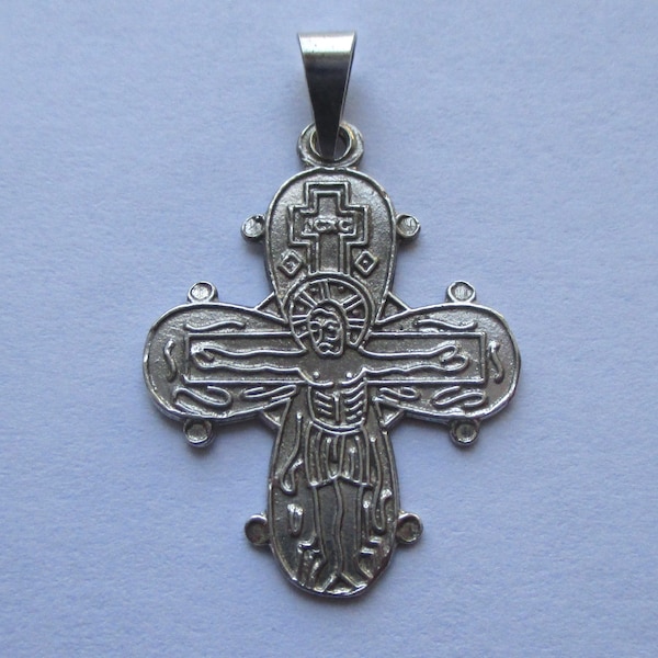 7/8 inch vintage sterling silver Scandinavian Dagmar Lord's Prayer cross crucifix pendant charm - please see all 10 photos