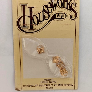 Dollhouse Miniature Vintage Brass Square Drawer Pulls by Houseworks 1119