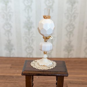 Dollhouse Miniature White Hurricane Lamp