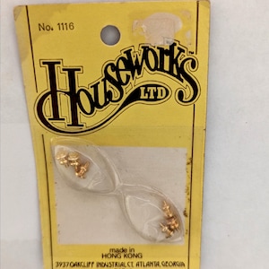 Dollhouse Miniature Six Vintage Solid Brass Doorknobs by Houseworks 1116