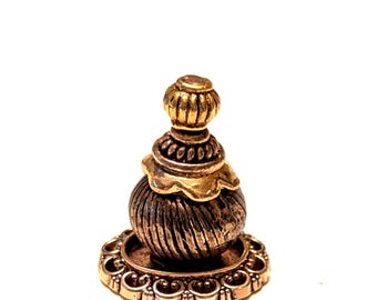 Frasco/decantador de perfume miniatura color oro para casa de muñecas