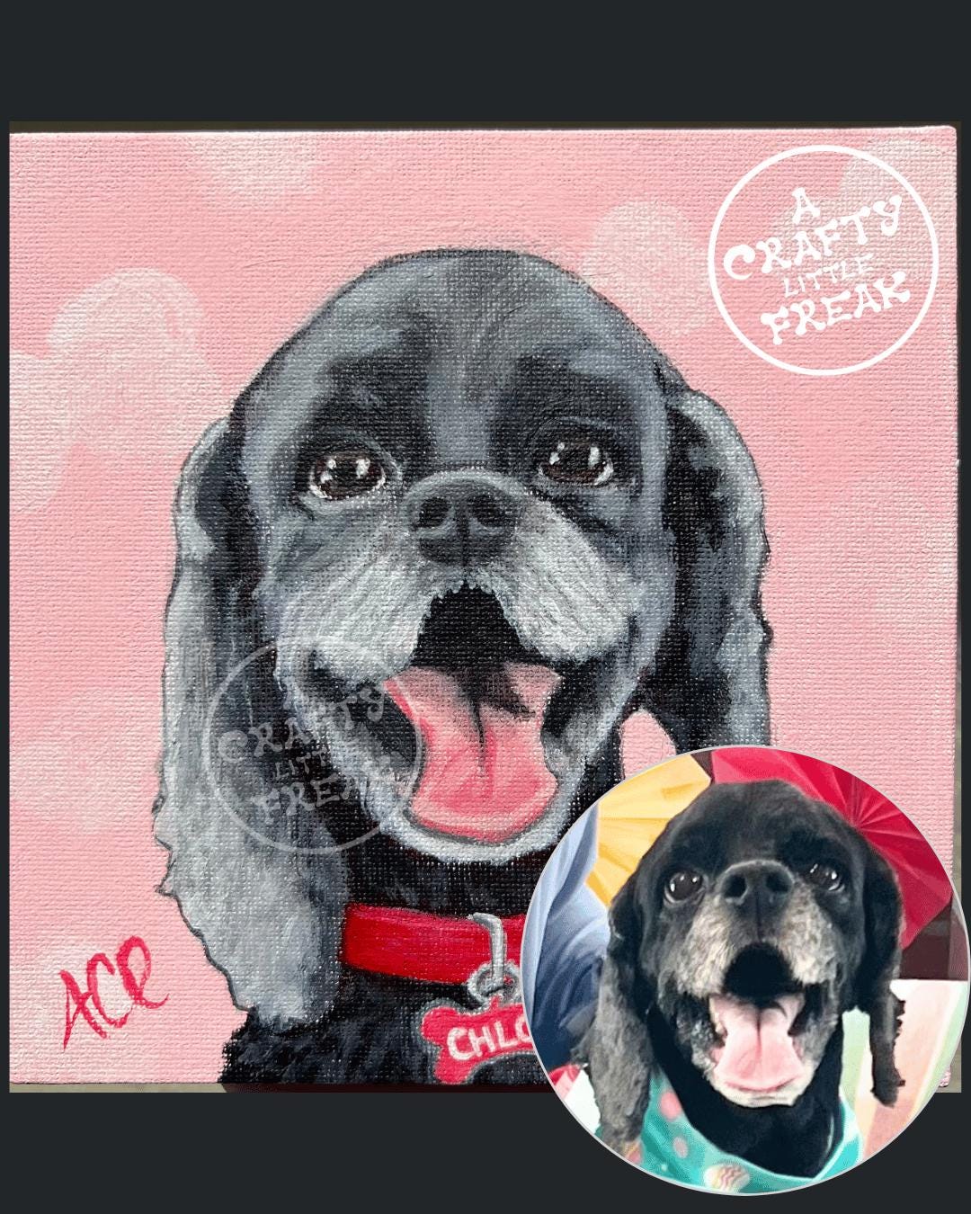 Custom Pet Portrait Hand Painted From Photo, Gift for Dog or Cat Lover ...