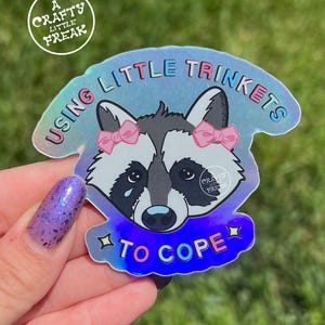 Large Raccoon Holographic Sticker, Trinket Lover Laptop/Water Bottle Decal Cute Animal Gift