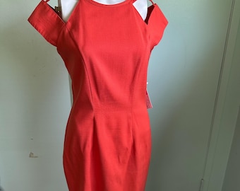 60s coral pink cut out shift dress