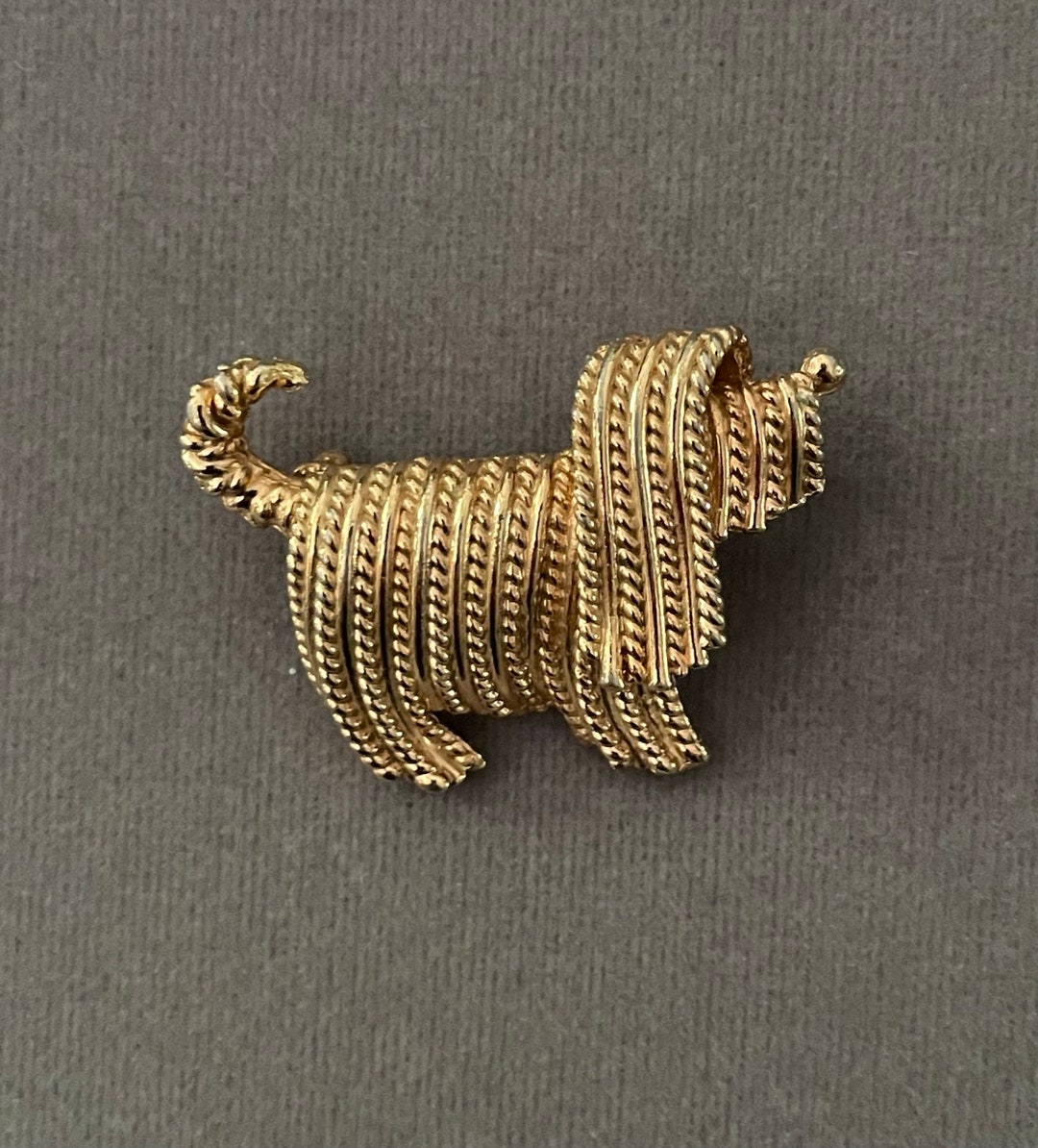 Vintage Napier Gold Tone Dog Brooch Etsy