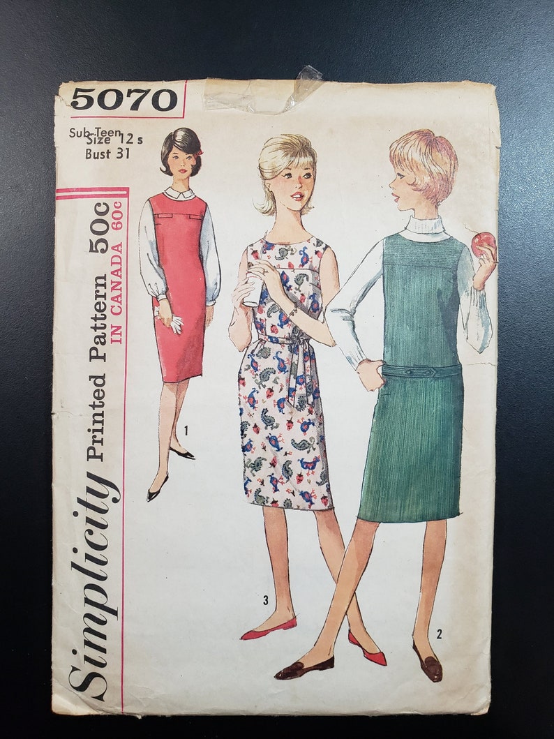 1960s Shift Dress Pattern for Sewing Simplicity 5070 Good Etsy