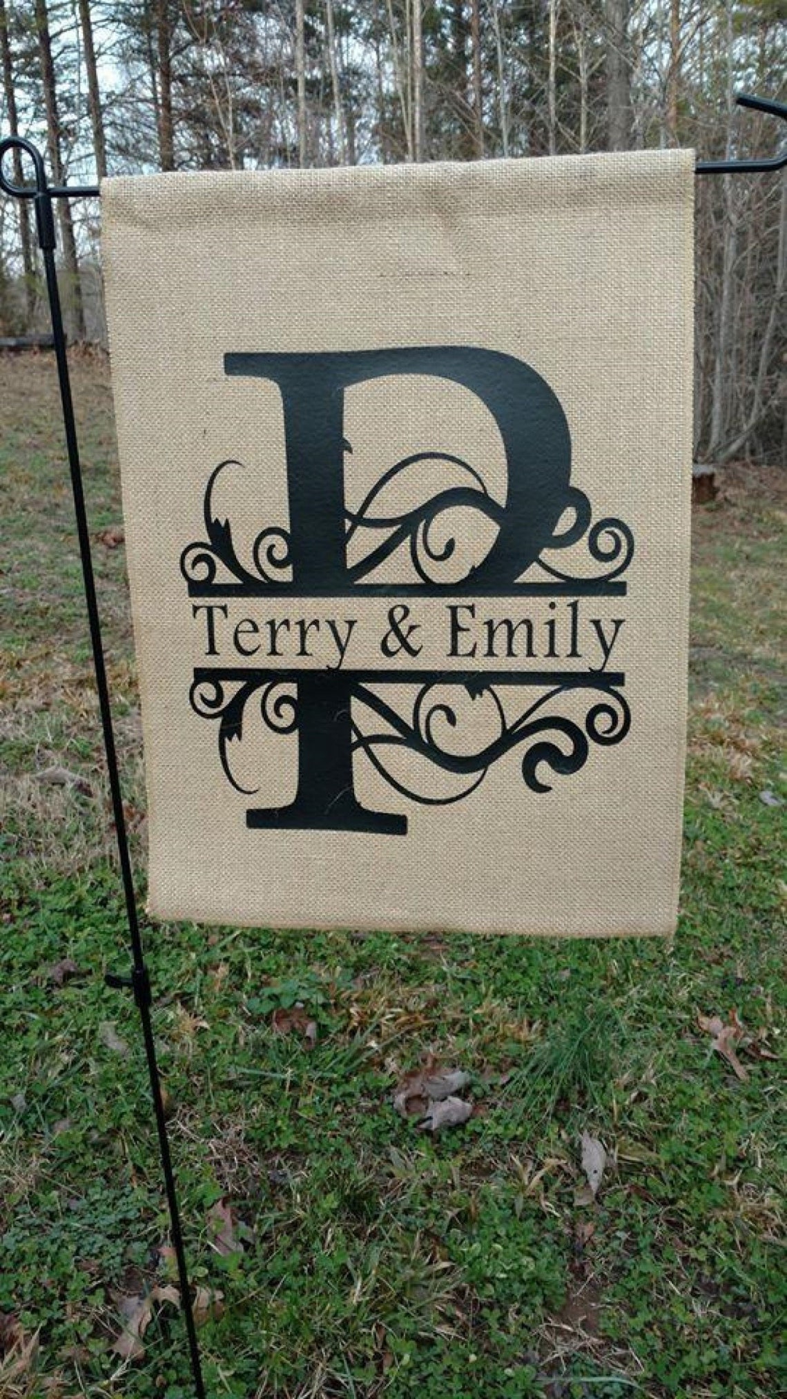 Burlap flag Monogram Burlap Flag Garden Flag Personalized | Etsy
