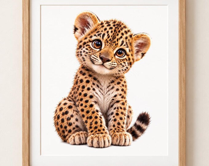 Baby Cheetah, Nursery Digital Prints, Safari Animal,  Minimalist Wildlife Printable, Digital Download