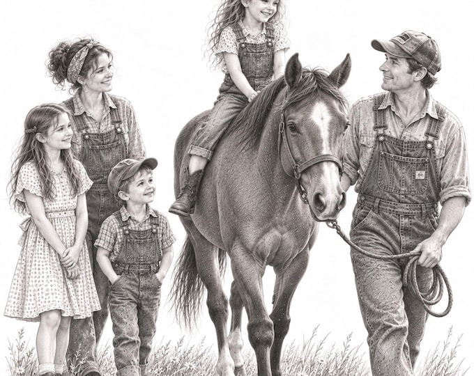 Emily Riding a Horse – Nostalgic Country Childhood Art - Digital Download