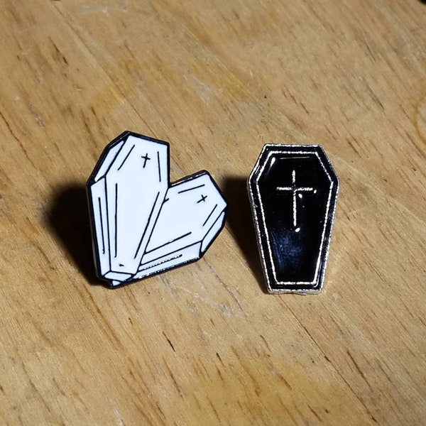 Coffin enamel pins