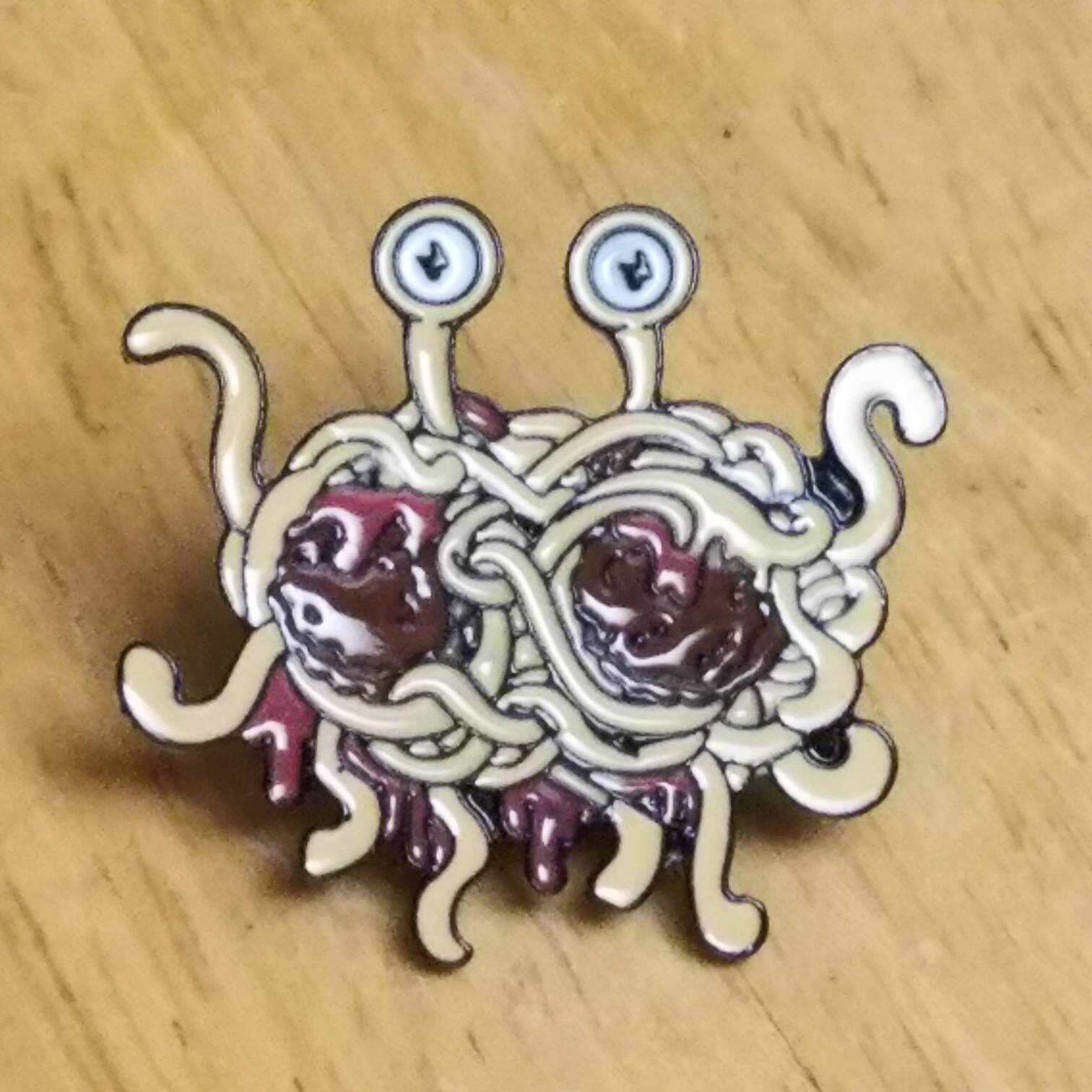 Spaghetti and Meatball Monster God Enamel Pin Etsy