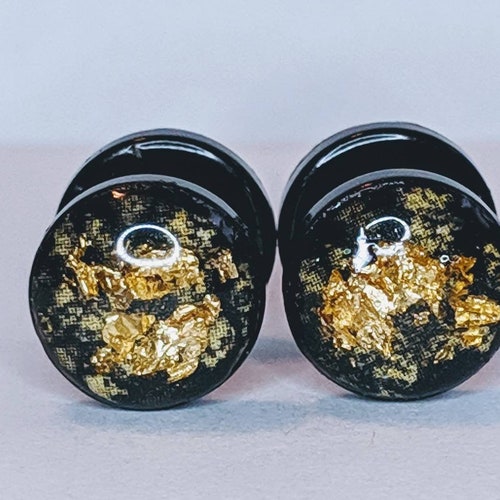 Gold Fake Plugs Gold Faux Plugs Faux Plug Earrings Gold Etsy