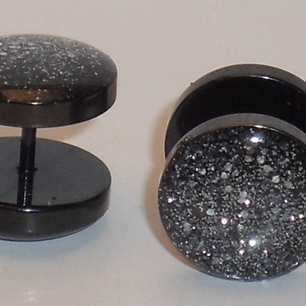 Dark Silver Glitter Fake Plugs