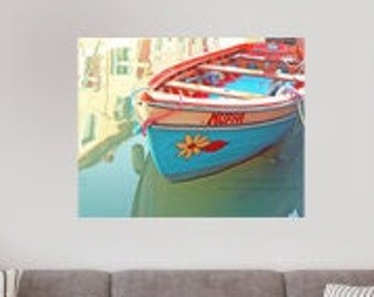 Burano Venice boat on Canal - Wall Decor - Italy Italian Fine Art Photography Print - European Architecture, Boats, Charming