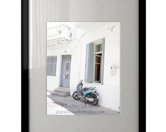 Blue Papaki - Wall Decor - Fine Art Photography Print - Greece, Blue, White, Window, Door