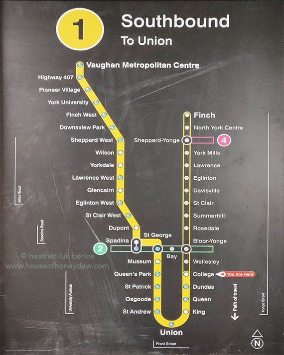 Toronto Ttc Station Subway Map Yonge Line Photography Wall Decor Art Photography Print Canada Metro Subway Ttc Underground Metro