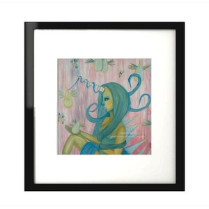 Impresión de arte - Pink Unicorn Girl (Portraits of the Magical No. 3) - Decoración de interiores de obras de arte Giclee
