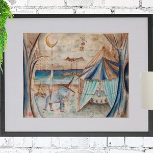 Night Circus Original Acquerello e Disegno a inchiostro - Magico, halloween, Magico, scuro, Bello, Art Decor, Pop Surrealismo, Contemporaneo