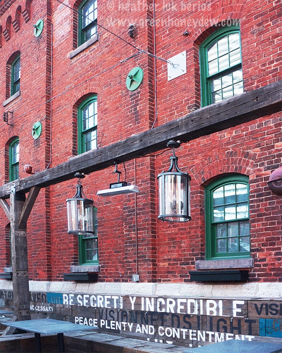 Secretly Incredible Red Bricks Green Window Wall Decor Etsy