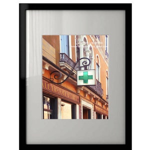 Venice Pharmacy Print Photography of a Green Farmacia Shop Sign in Venice, Italy image 1