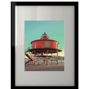 Baltimore Lighthouse Print - Photography of the Red Inner Harbour Seven Foot Knoll Lighthouse