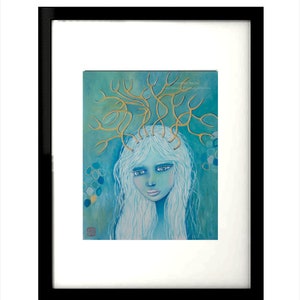 Art Print - White Hair Reindeer (Portraits of the Magical No. 10) - Giclee artwork interior decoration
