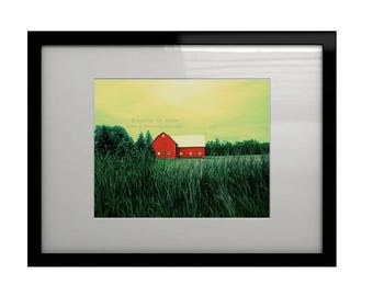 Red Barn - Picton Prince Edward County Fine Art Photography Print - Country, Green, Red, Yellow, Fields, Canada, Rustic