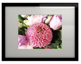 Pink Dahlia Bouquet Photography - Wall Decor - Fine Art Photography Floral Print Garden Flowers Pastel, Lilac Purple, Summer,