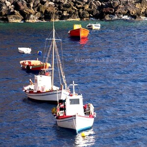 Greece Boat Prints - Photography of Santorini Harbour with Sailboats