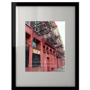 May include: A red brick building with fire escapes and a sign that says "T.C.P."