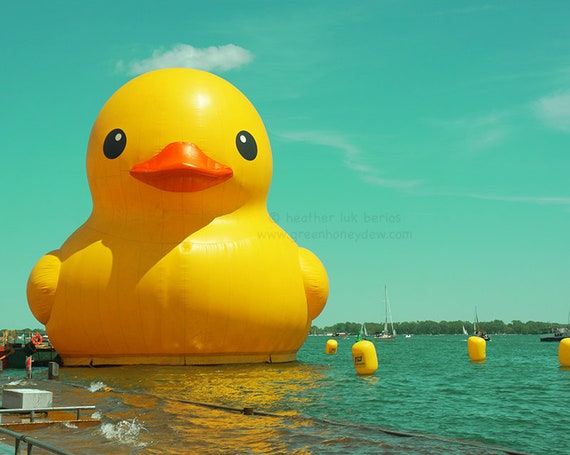 Giant Rubber Duck Print Wall Decor Fine Art Photography Print Blue