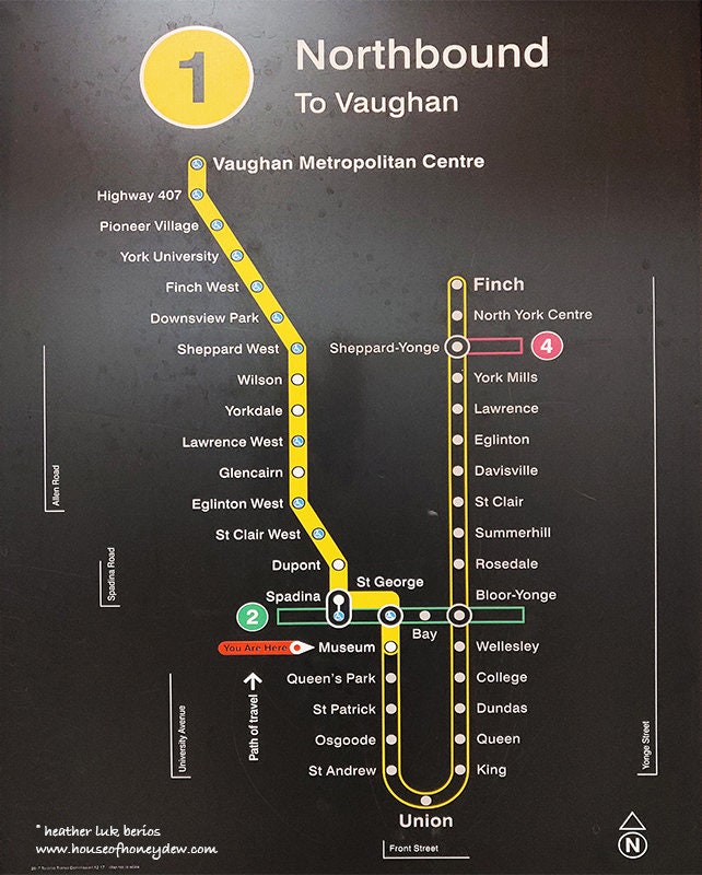 Toronto TTC Station Subway Map Yonge Kennedy Vaughan Kipling Line Photography - Art Photography Print - Canada, Metro, Subway, Underground - Etsy Canada
