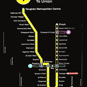 Ttc Yonge Map Toronto TTC Station Subway Map Yonge Kennedy Vaughan Kipling Line ...
