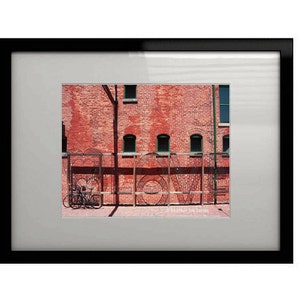 Toronto Love - Wall Decor - Fine Art Photography Print - Red, Brick, Rustic, Bicycles, Iron Rack, Distillery District