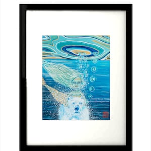 Art Print -  Mermaid Girl and Polar Bear (Transcendence A Magical Journey No. 5) - Giclee artwork interior decoration