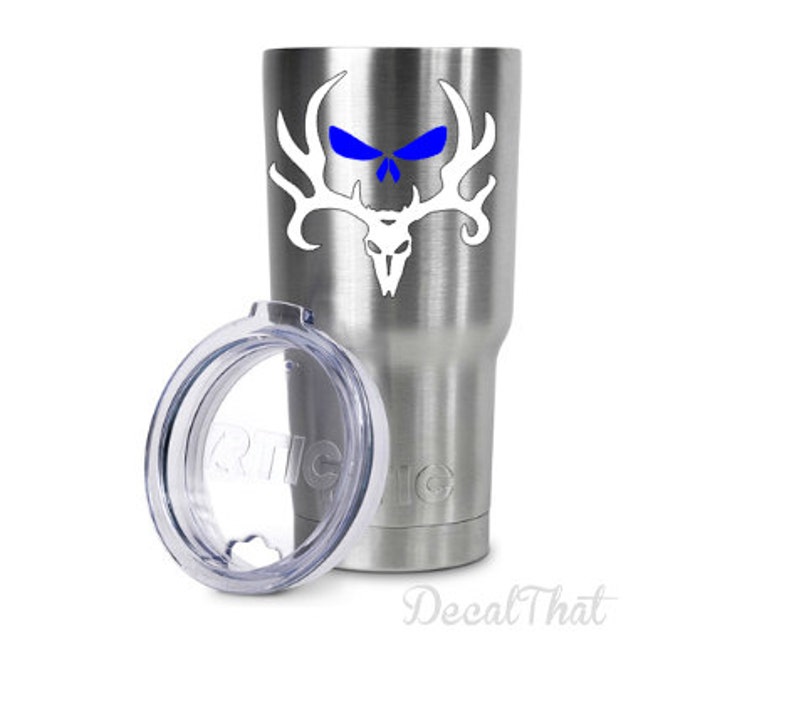 Yeti Skull Antler Decal // RTIC Skull Antler Decal // Custom Etsy