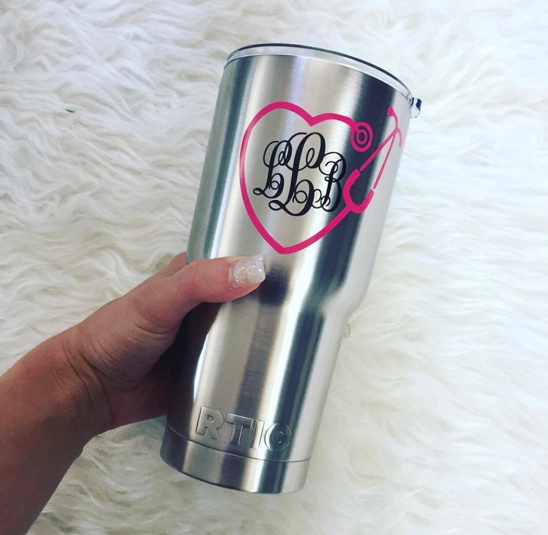 Yeti Nurse Monogram Decal // RTIC Nurse Monogram Decal // Etsy