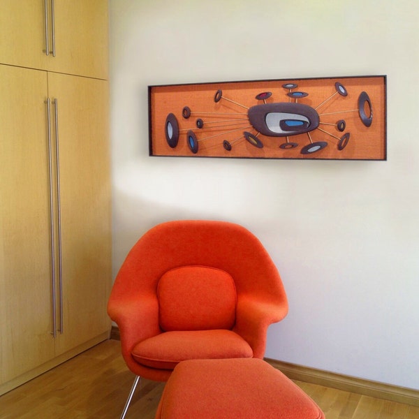 Mid Century Modern Abstract Wall Art Sculpture Painting Retro Eames Era Tiki