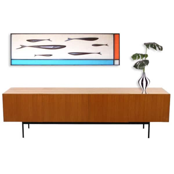 Mid Century Modern Art Fish Wall Sculpture Painting Retro Danish Modern Eames Era Tiki