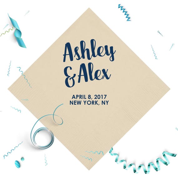 Khaki Napkins Rustic Wedding Personalized Napkins Cocktail