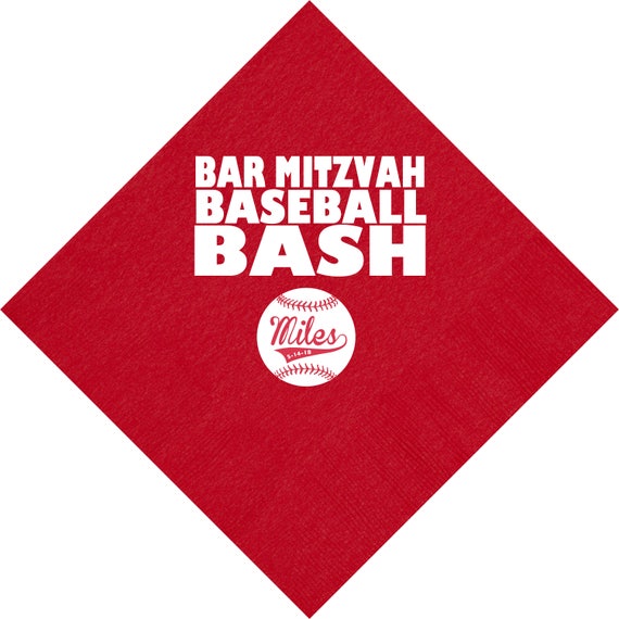 Personalized Cocktail Napkins, Bar Mitzvah Party Favors Napkins Baseball Theme Party Supplies Bar Mitzvah Party Ideas Custom Napkins C145IM Il_570xn