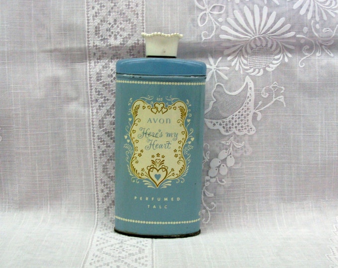 Vintage Avon Perfumed Talc Bottle Here's My Heart Etsy